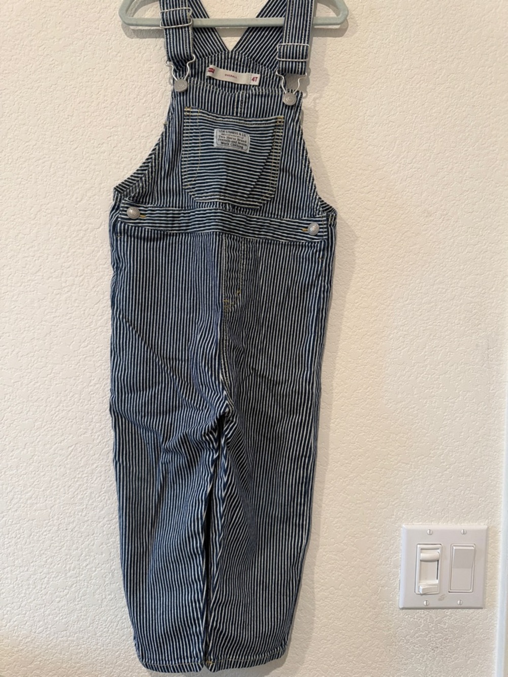 Levi’s Railroad Stripe Kids Blue Cotton Overalls